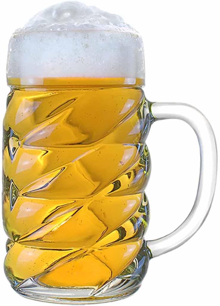 Stölzle Lausitz Diamond Beer Mug 0.5 L Beer Mug in Diamond Design I 1 Piece I Beer Mug with Handle I Traditional Beer Glass I Dishwasher Safe I High-Quality Jugs I Shatterproof