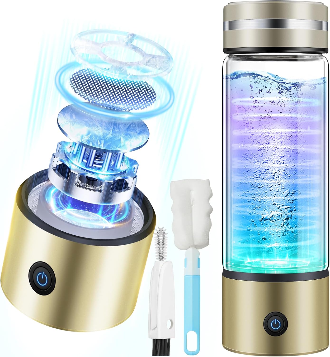 4.0 Upgrade Hydrogen Water Bottle with Brush [SGS Certification, 4000PPB, NO.1 Double Hydrogen Content] Advanced SPE-PEM Technology, Applicable to