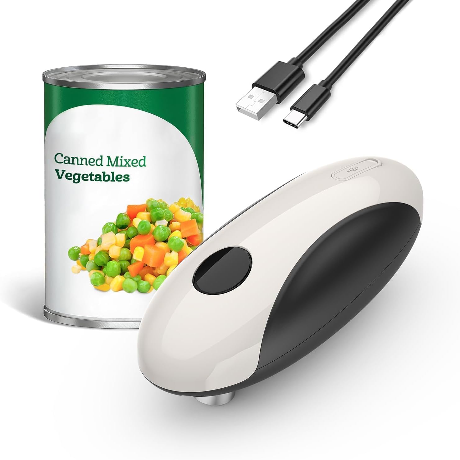Electric Can Opener, Rechargeable Can Opener for Seniors with Arthritis, Smooth Edge, Food Safe, Side Cutting Can Opener, Automatic Can Opener with One Touch