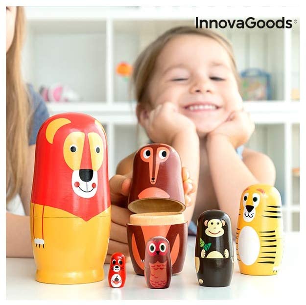 Innovagoods Funimals Wooden Matryoshka With Animal Figures 11 Pieces (Igs I
