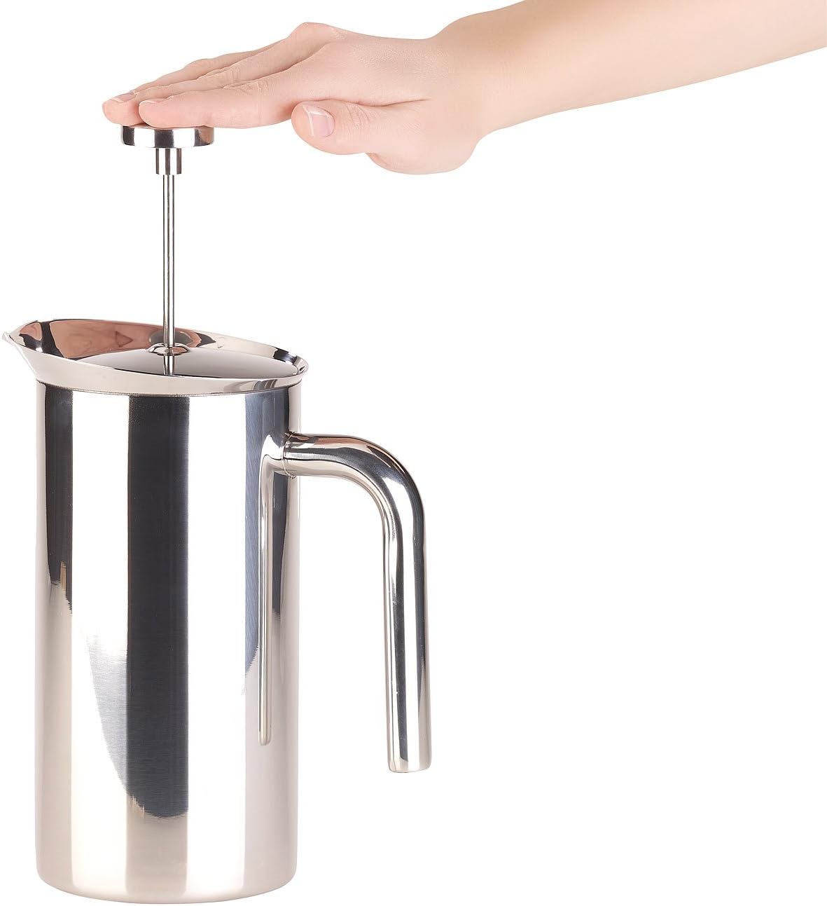 Rosenstein & Söhne French Coffee Maker: Thermal Coffee Maker, French Press, Stainless Steel, Double Walled, 1 Litre (Coffee Maker with Vacuum Container, Insulator, Cup)