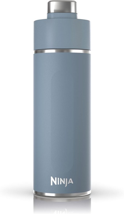 Ninja Thirsti DW1801EUUKBL 530ml Water Bottle/Thermal Mug to Go Leak-proof Lid for Carbonated, Hot & Cold Drinks, Triple Insulated Travel Mug, Stainless Steel Bottle, Blue