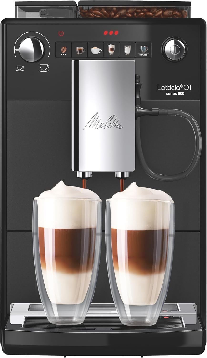 Melitta Latticia OT Fully Automatic Coffee Machine with Milk System, Coffee Machine with Grinder for e.g. Coffee or cappuccino, black