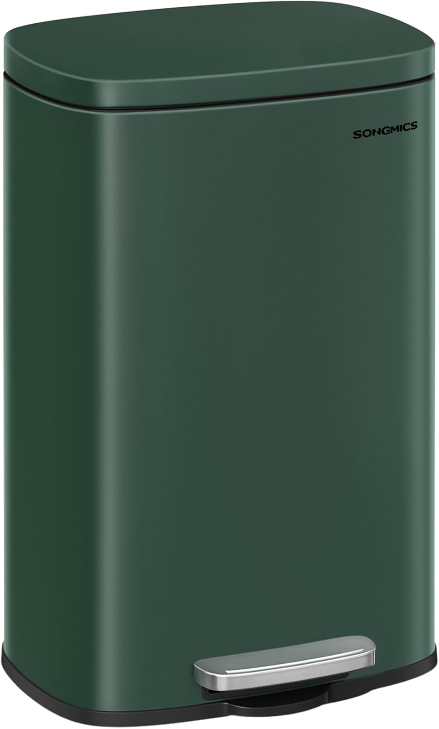 SONGMICS Kitchen Waste Bin, 50 Litres, Pedal Bin, with Lid, Softclose, Foot Pedal, Steel, Inner Bucket, Vintage Green LTB050C02