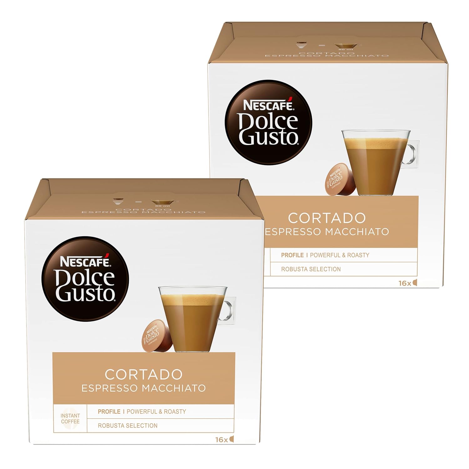 Nescafé Dolce Gusto Cortado Espresso Macchiato, Pack of 2, 2 x 16 Capsules