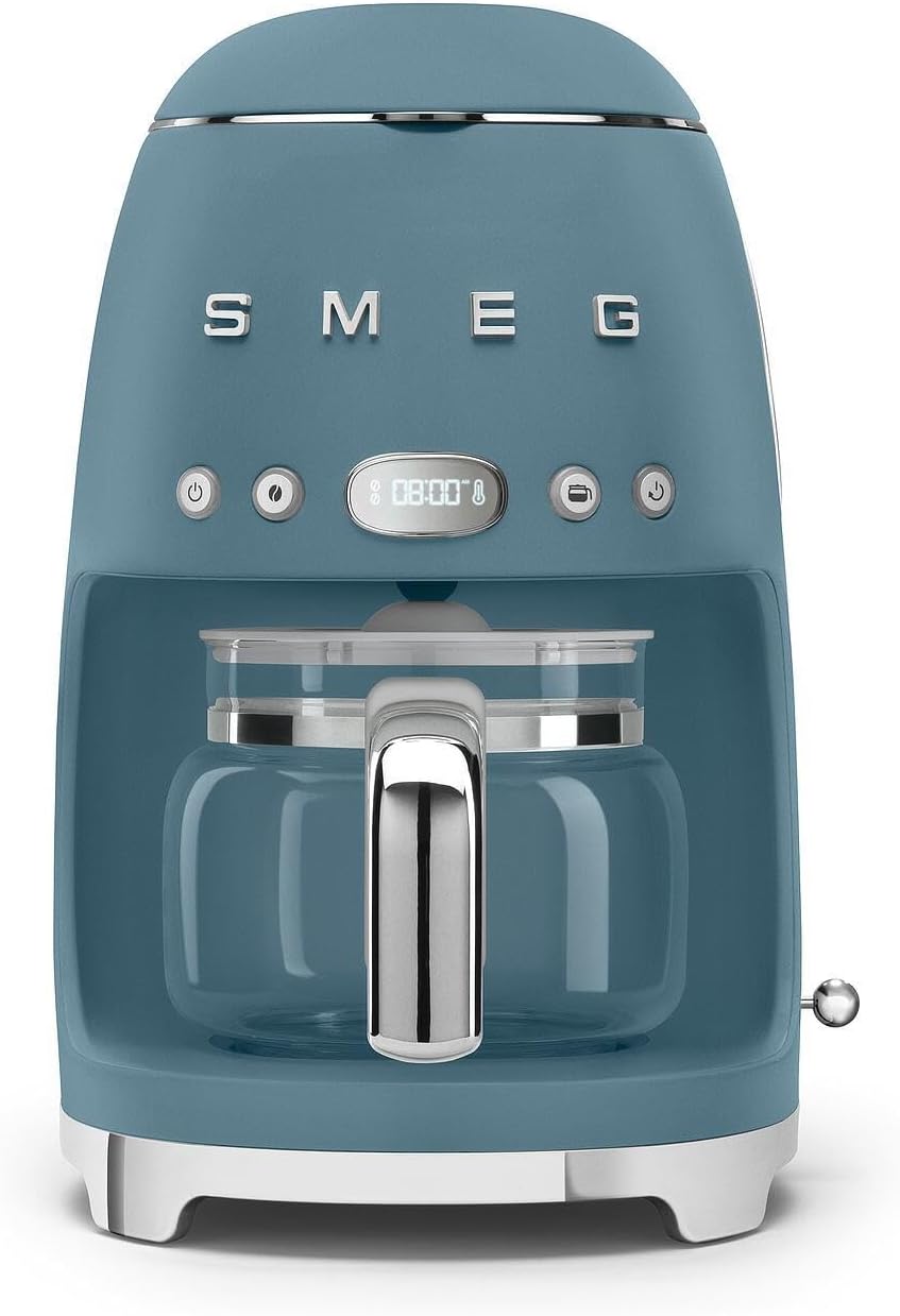 SMEG DCF02SBMEU Drip Coffee Maker, Stainless Steel, Storm Blue