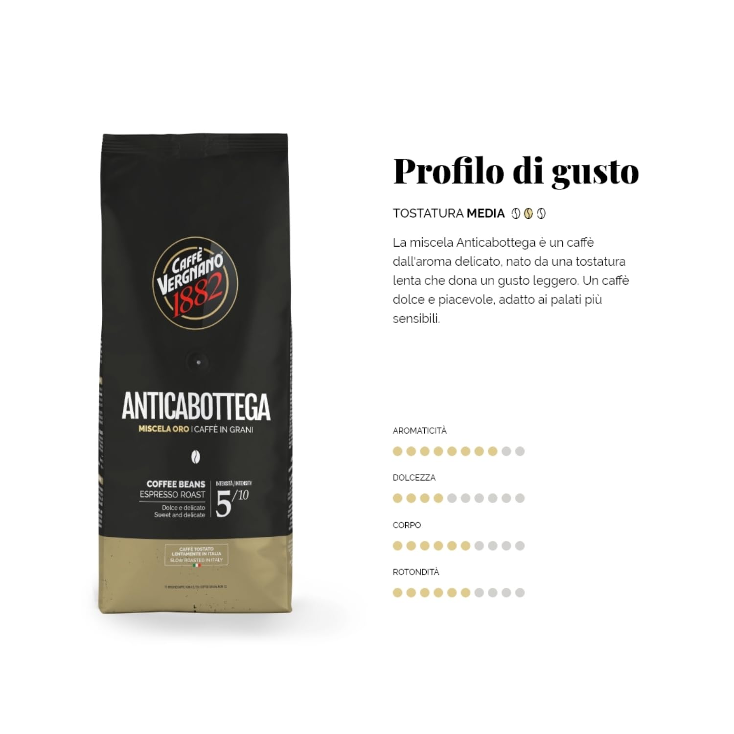Caffè Vergnano 1882 Anticabottega Coffee Beans - 1 Pack Contains 1 kg (Pack of 2)