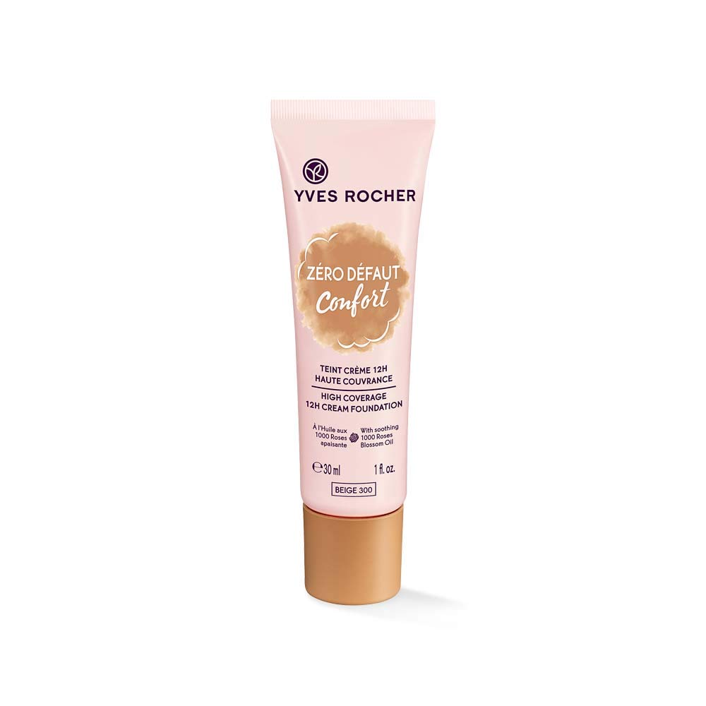 Yves Rocher COULEURS NATURE Cream Make-Up 12 Hours High Coverage Beige 300 1 x Glass Jar 40 ml, ‎beige
