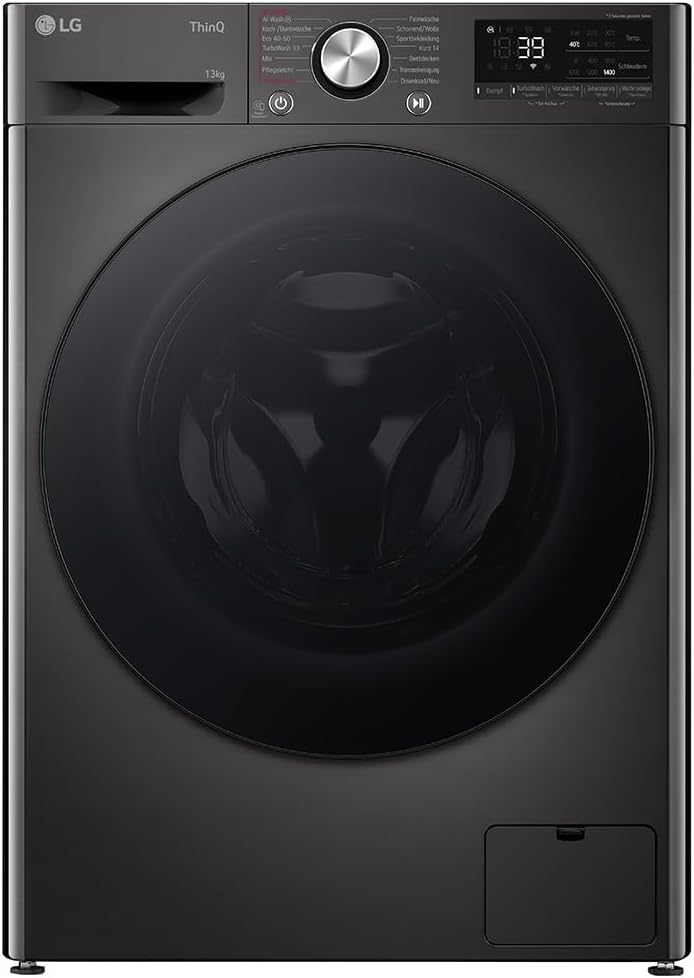 LG F4WR703YB Front-Loading Washing Machine 13 kg, Class A -20%, 1,400 rpm, 61.5 x 60 x 85 cm, TurboWash 360 in 39 Minutes, Allergy Care, Steam, Wi-Fi, Digital Touch Display, Platinum Black