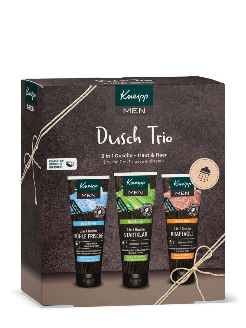 Kneipp Men \ 's Gift Set Shower Trio - Selected 2 in 1 Showers - Cool Freshness and Powerful - Ideal Gift for the Well -mained man - 3 x 75 ml