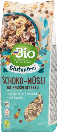 dmBio Chocolate muesli with crispy flakes gluten-free, 375 g
