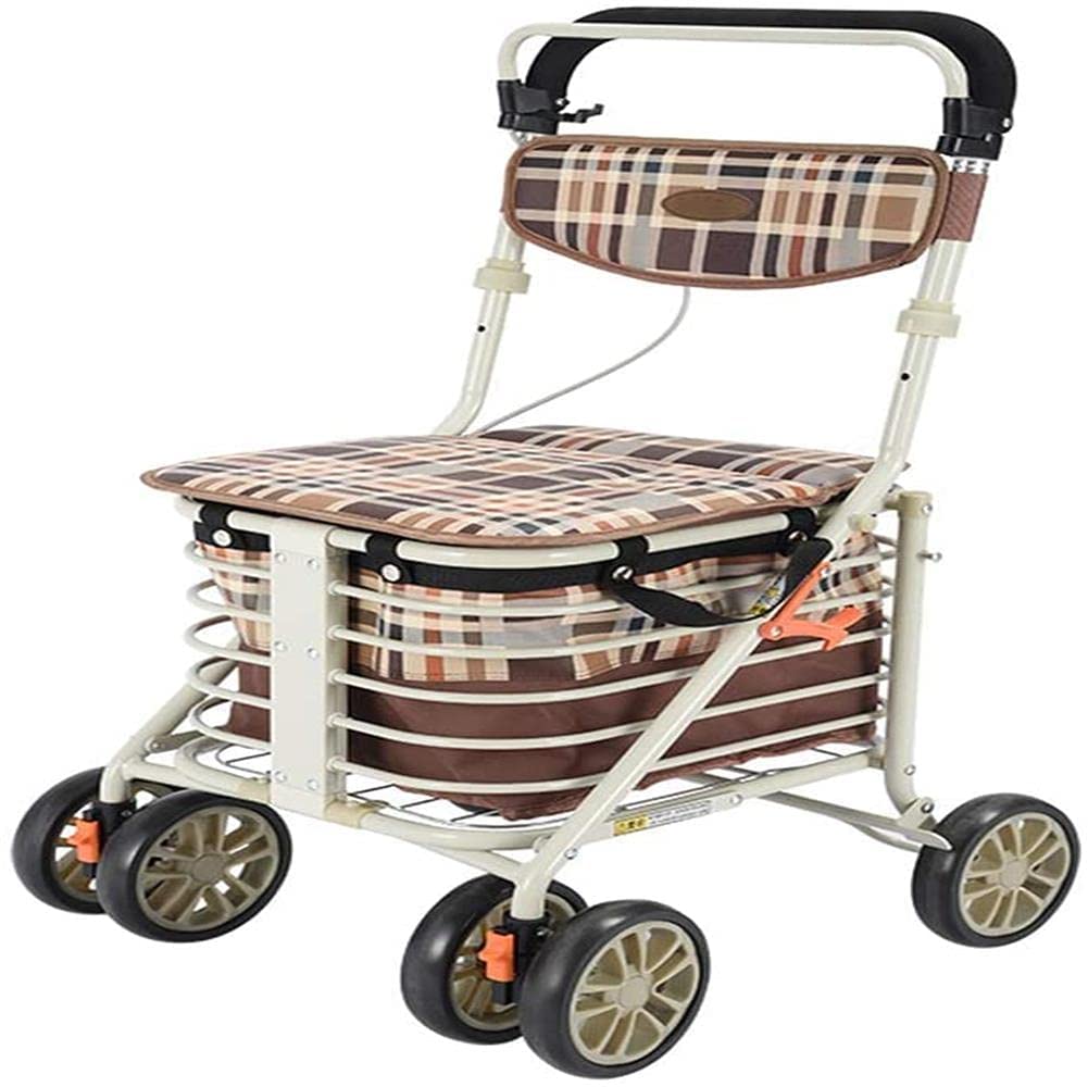 LLII Heavy Duty Warenkorb mit Sitz, 4 Räder Medical Gehhilfen Faltbare, Drive Rollator Walker Leichte Qualität Aluminium Rahmen, benutzt für Senioren Gehen, Mama, Papa,