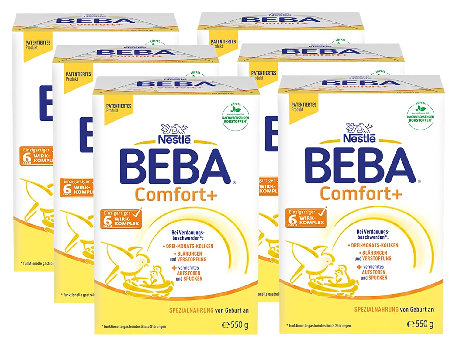 Nestlé BEBA COMFORT+ Spezialnahrung bei Verdauungsbeschwerden, Babynahrung von Geburt an, 6er Pack (6x800g)
