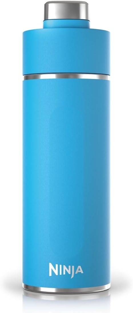 Ninja Thirsti DW2401EUUKGY Water Bottle, Thermal Mug to Go, 700 ml, Leak-proof Lid for Carbonated, Hot & Cold Drinks, Triple Insulated Travel Mug, Stainless Steel, Tropical Blue