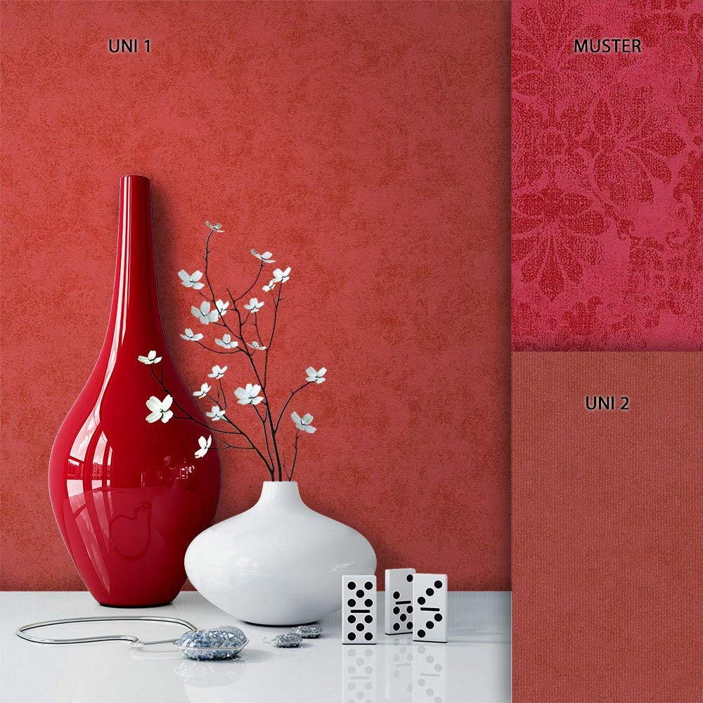 Newroom Design Newroom Metallic Non-Woven Wallpaper Red Classic Traditional Natural Neo Cl