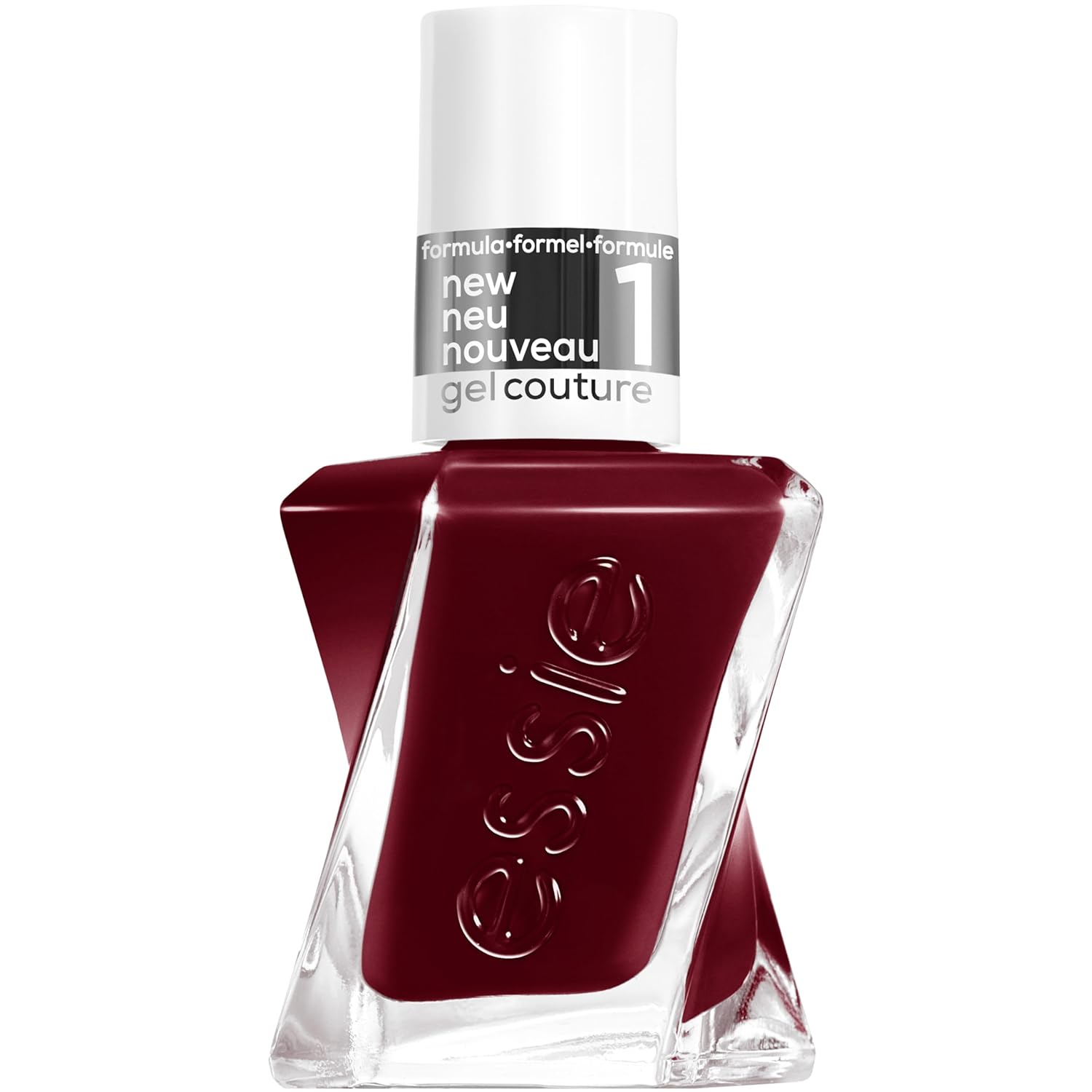 essie long-lasting nail polish with a shiny finish, manicure without UV light, Gel Couture, color: No. 360 spiked with style, dark red, 1 x 13.5 ml