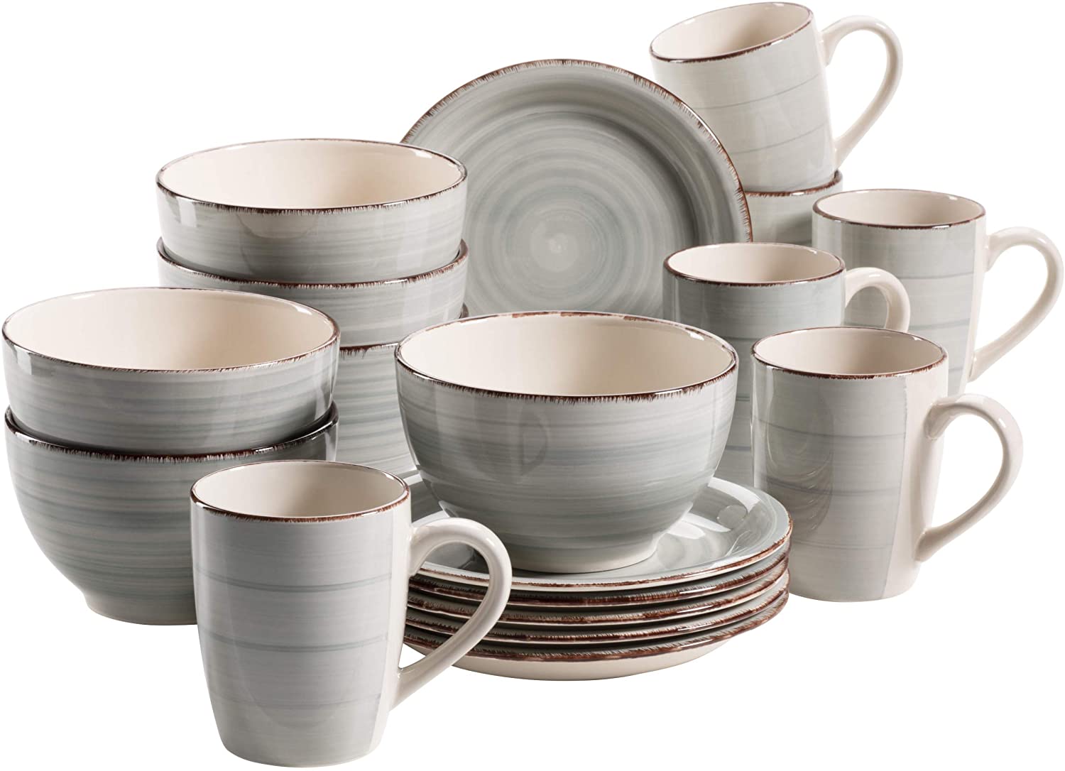 Maser MÄSER Bel Tempo II Breakfast Set for 6 People in Vintage Look, Hand-Painted Ceramic, 18-Piece Tableware Set