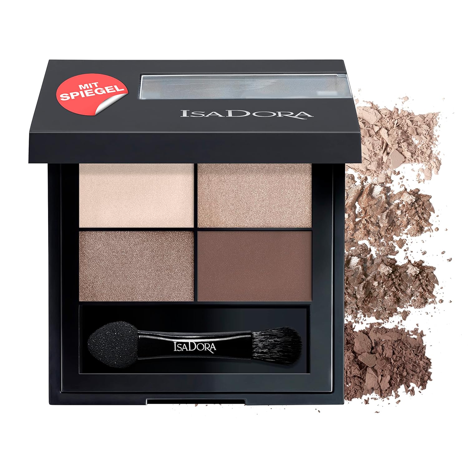 IsaDora Quartet Eyeshadow Palette - Eyeshadow Palette for Flawless Eye Make-Up - Vegan - Stunning Make Up Set with Four Eye Shadows - Cappuccino