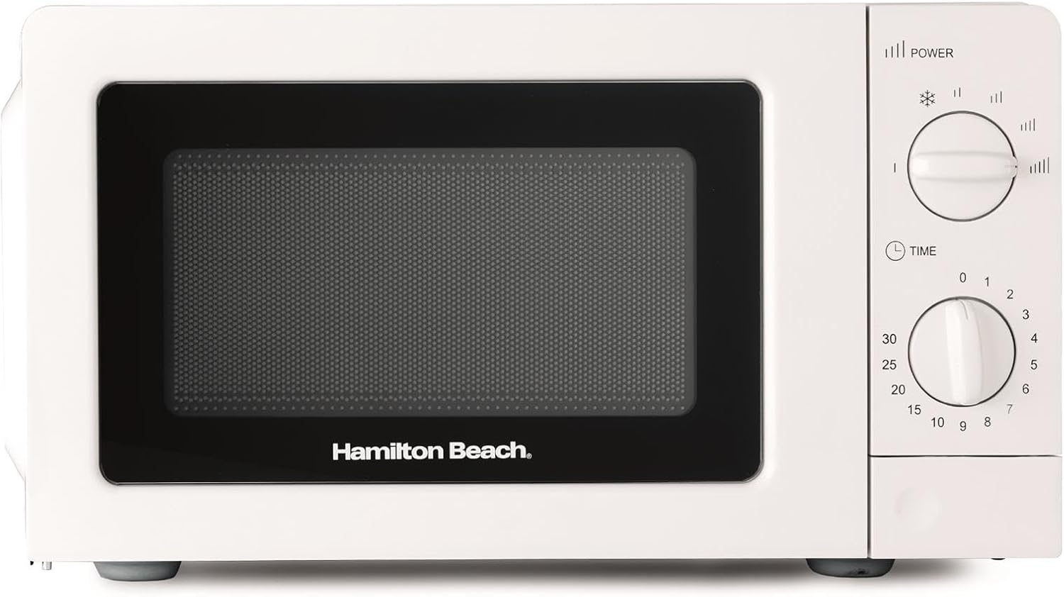Hamilton Beach Store Hamilton Beach HB70T20W Microwave 20L 700W Standard Manual Control 6 Power Levels Quick Defrost 30 Minute Timer Compact Design for Small Kitchens White
