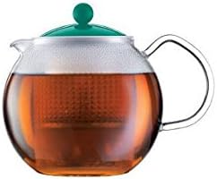 Bodum Assam Tea Infuser – Borosilicate Glass with Plastic Lid and Plastic Strainer – Colour Emerald – 1 Litre – A1830 XYB PWSAK-Y16-000 3