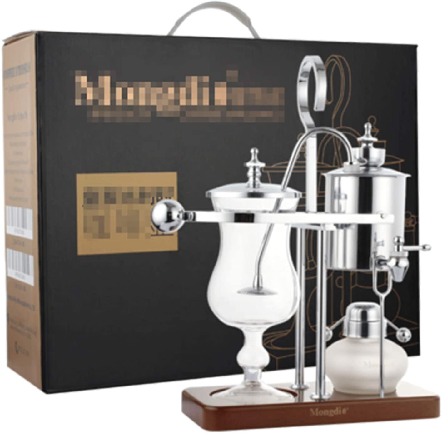 BNMY Coffee Maker Siphon Coffee Machine Set Royal Belgian Coffee Machine Gift Box, 5 Cups, Silver