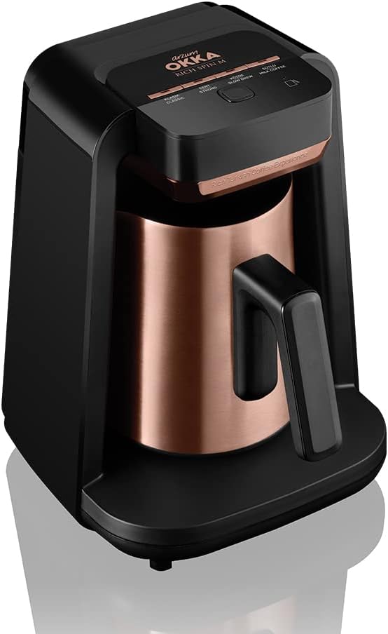 Arzum Store ARZUM Okka Rich Automatic Turkish Coffee and Hot Drink Maker Velvet 5 Cup Black/Copper