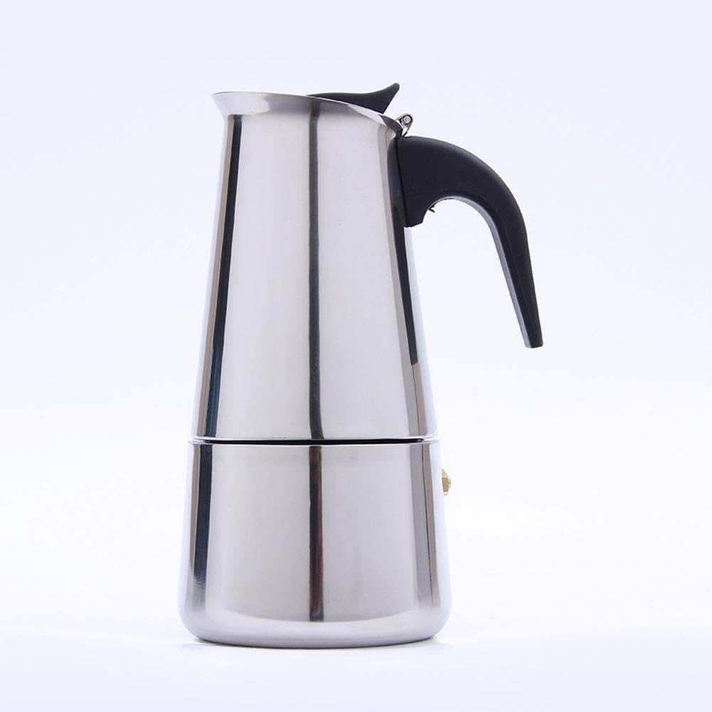 PortoAlegre Stainless Steel Espresso Maker - Coffee Machine for Home & Office, Heat Resistant Handle, Quick Preparation