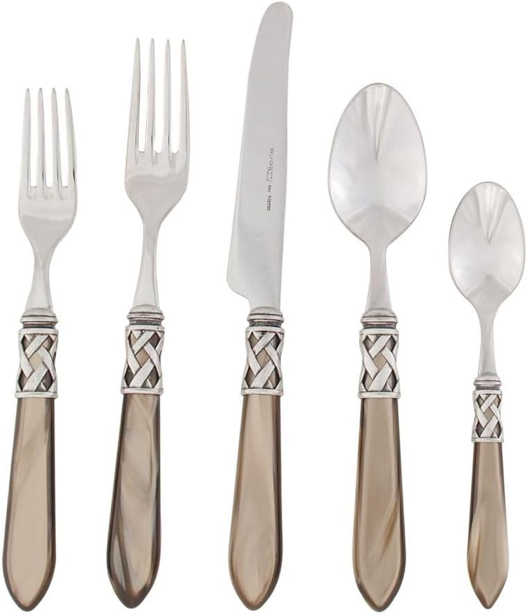Vietri Aladdin Taupe Five piece Flat product place setting by Vietri