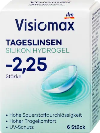 Visiomax Silicone hydrogel daily contact lenses, diopter -2.25, 6 units