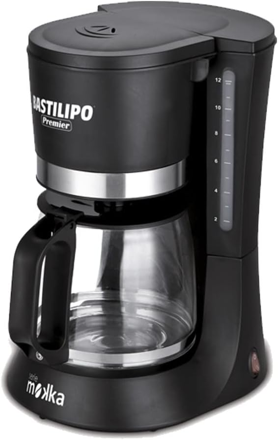 Bastilipo Store Bastilipo Mocha GOTEO 12 Coffee Maker for 12 Cups, Black/Steel, 680 W