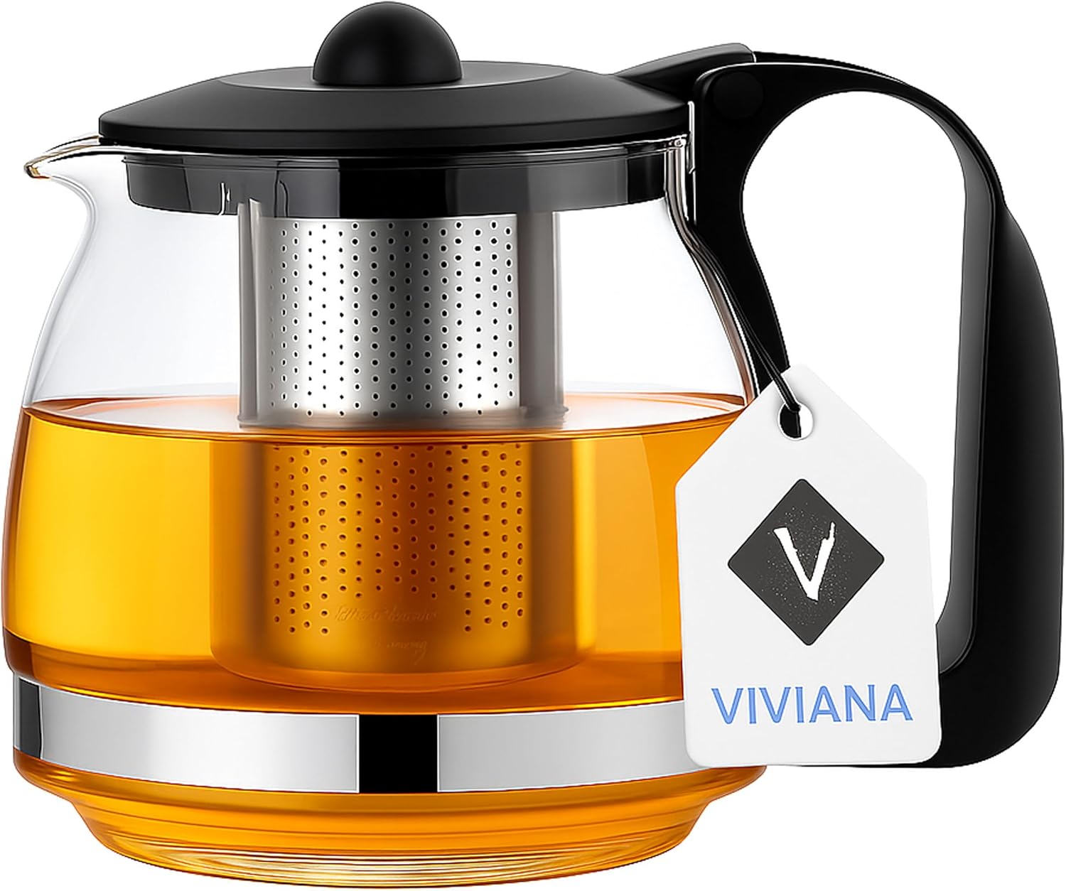 Viviana Glass Teapot \"Shov Edition\" - Heat-Resistant Teapot with Stainless Steel Infuser, Ideal for Loose Tea & Clear Glass Look (1250 ml)