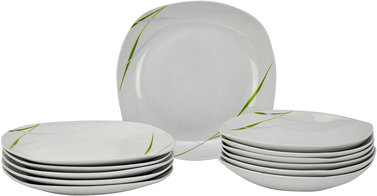 Van Well Aviva Classic white set 24 Pieces with Coloured Dinner Set for 12 People