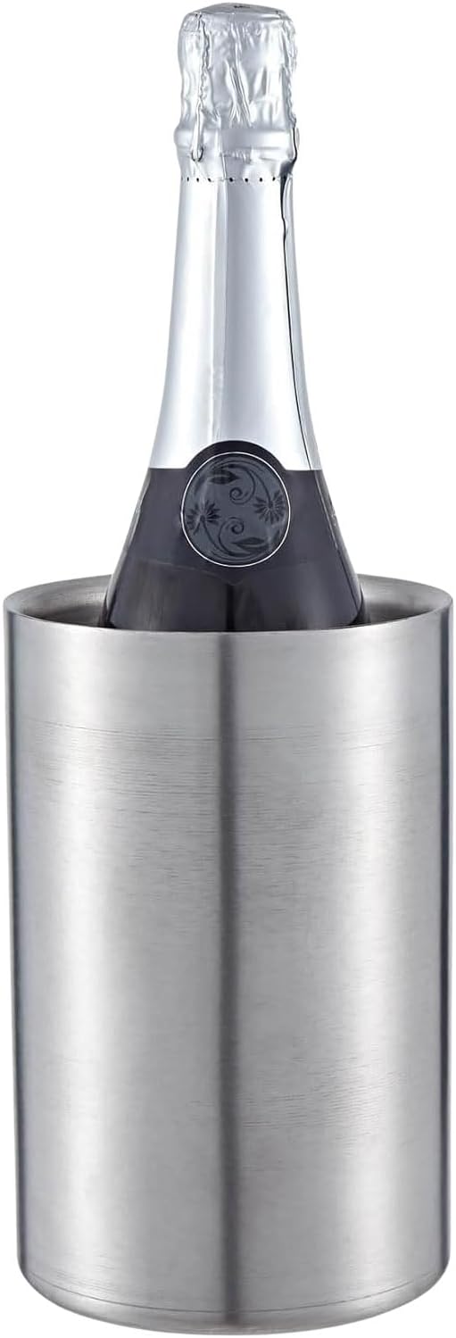 Buckingham Stainless Steel Double Wall Cooler, Wine Bottle Holder, Champagne Beer Drinks Party Bar, Multi, 12 x 12 x 18 cm