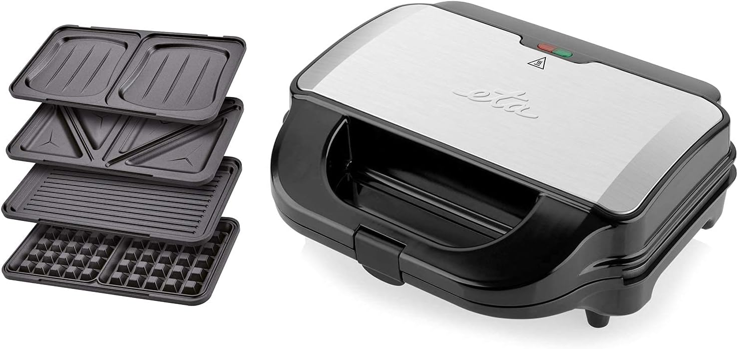 ETA Sandwich Maker 4 in 1 Sorento I Non-Stick Coating for Easy Cleaning without Burning I 900 Watt I Waffle Iron, Grill and Much More