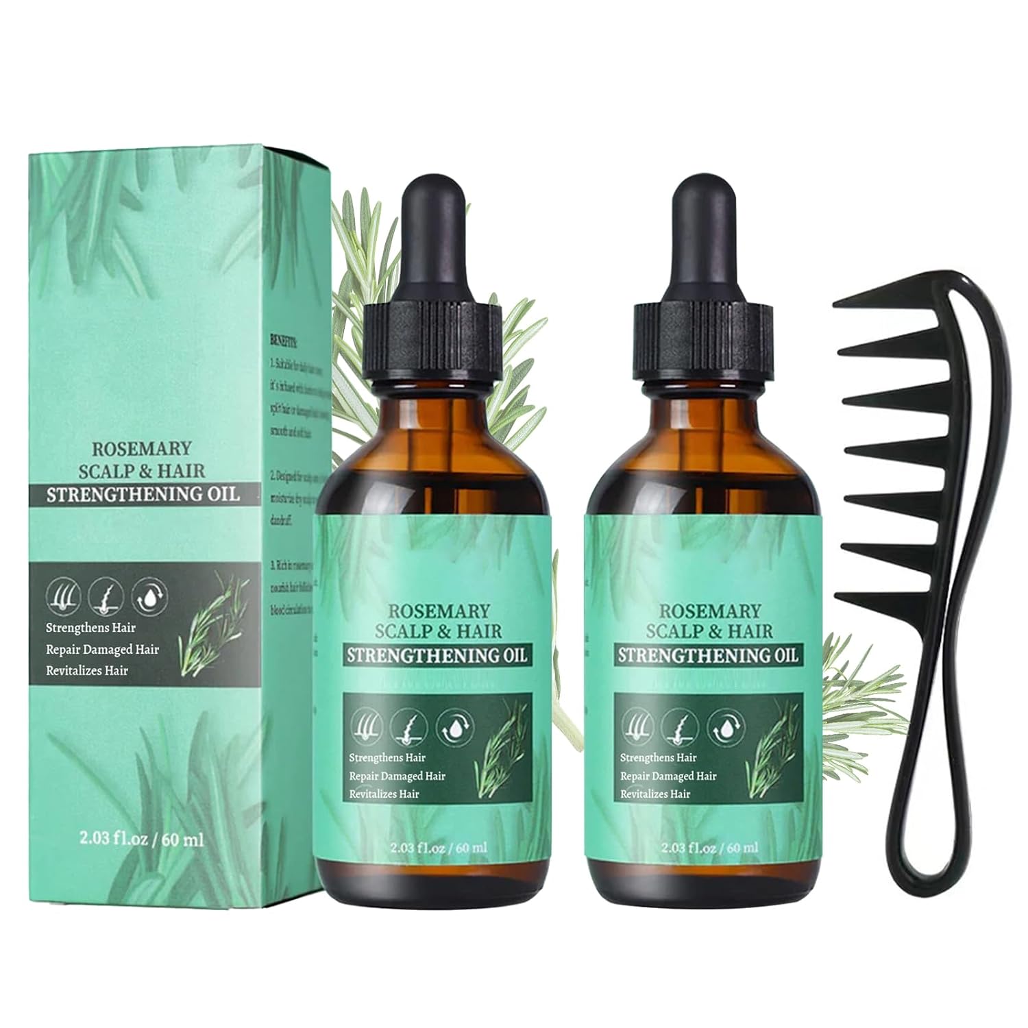 Thoquene Rosemary Oil for Hair Growth, Organic Rosemary Oil, Nourishes the Scalp, Rosemary Hair Oil, Pack of 2, 60 ml