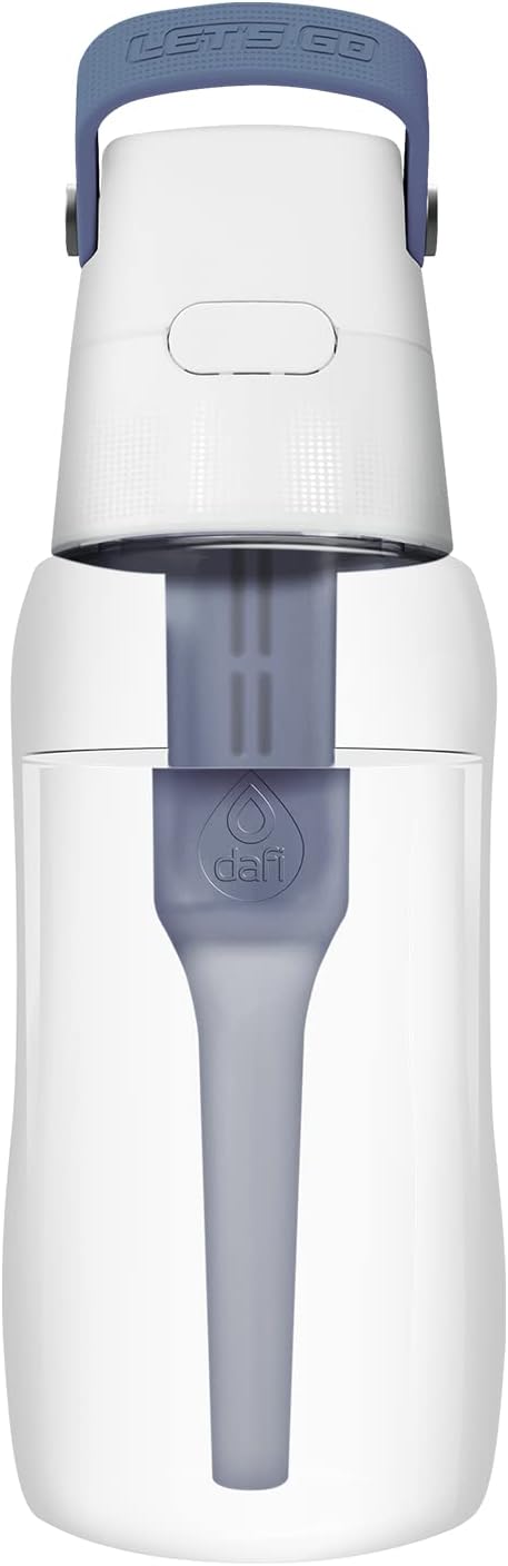 DAFI Store Dafi Solid Water Bottle with Filter and Straw 0.5 L, Gray - Water Bottle with Water Filter, BPA-Free, Sports Bottle with Filtered Water for Travel - Filter Bottle Outdoor + Activated Carbon Filter