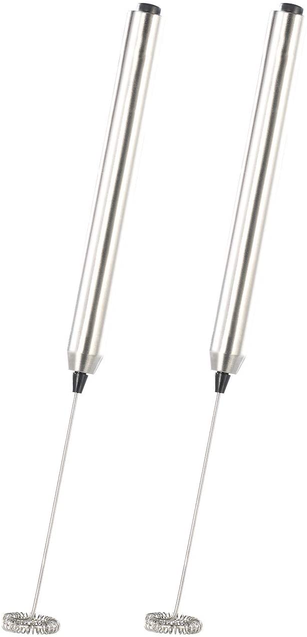 Rosenstein & Söhne Camping Milk Frother 2 Milk Frother Sticks with Stainless Steel Casing, Spiral Whisk, Diameter 24 mm (Hand Milk Frother)