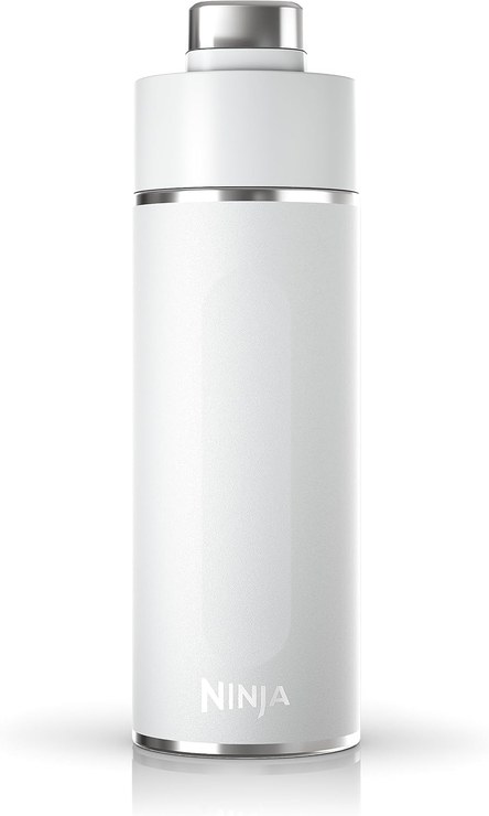 Ninja Thirsti DW2401EUUKWH Water Bottle/Thermal Mug to Go 700ml Leak-proof Lid for Carbonated Hot & Cold Drinks Triple Insulated Travel Mug, Stainless Steel Bottle, White