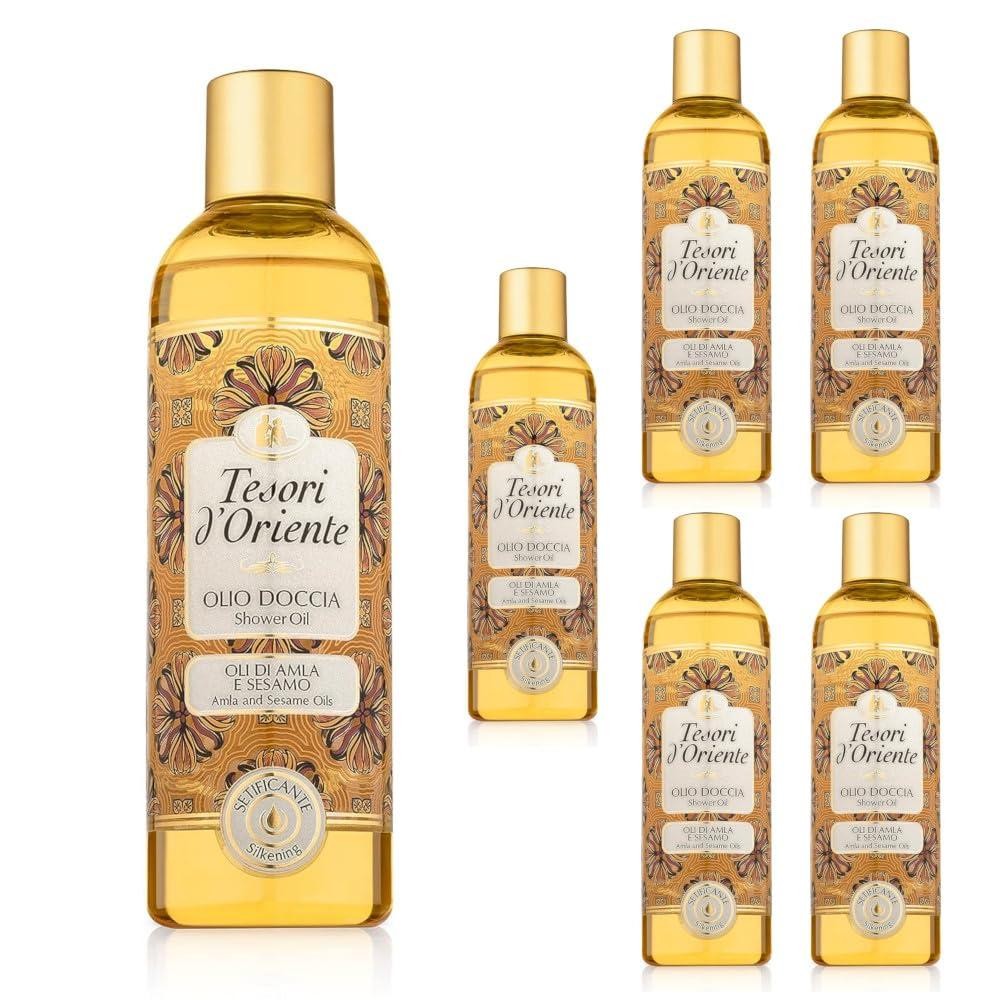 Tesori d'Oriente Tesori D \ 'Oriente Shower Oil Amla & Sesame Oil, 250 ML, Aromatic Shower with Amla Fruit and Sesame Oil, Oil for Gentle Cleansing and Body Care, Wellness Rituals for Body & Senses