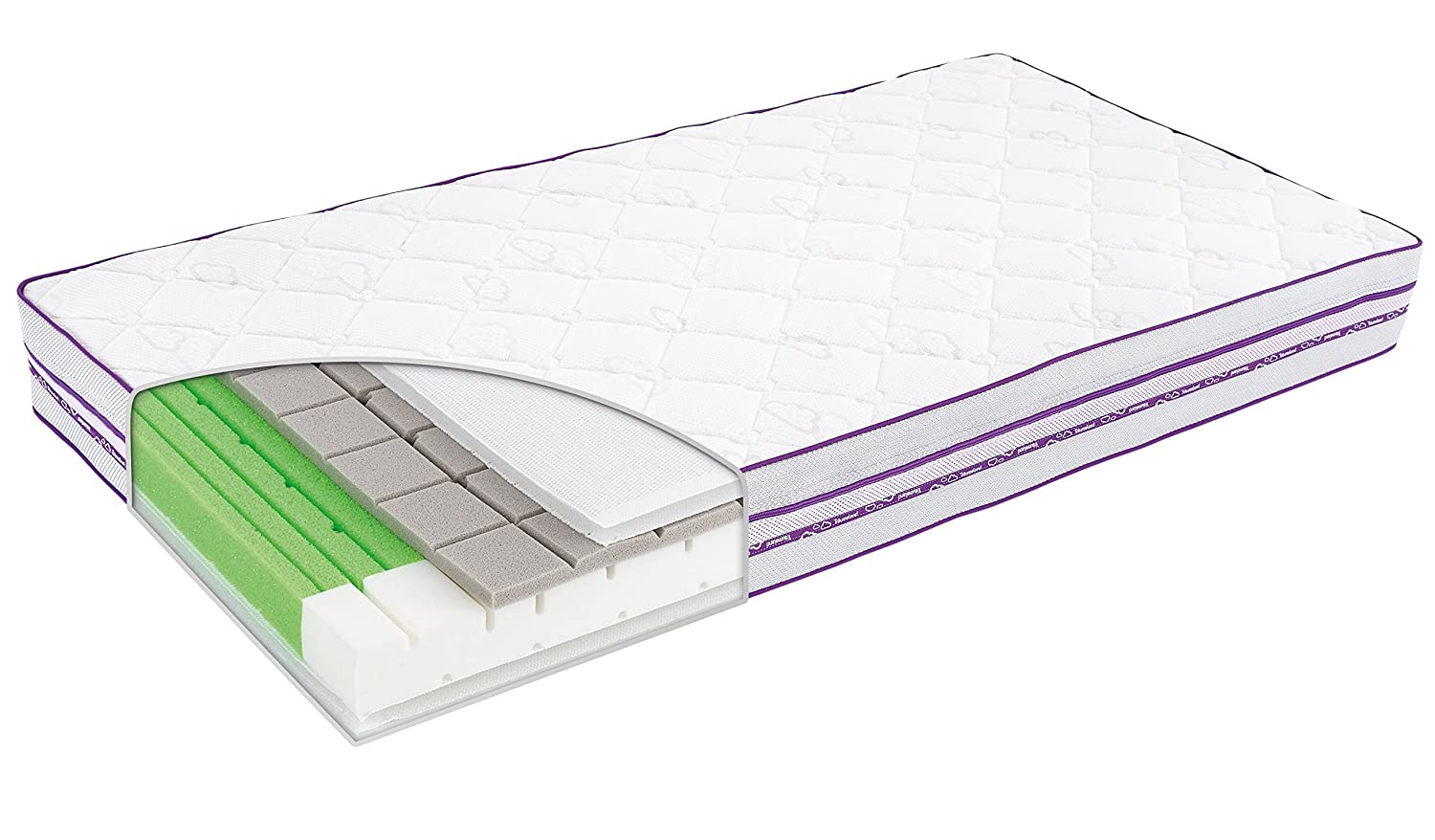 Traeumeland Träumeland Children\'s Bed Mattress Airkiss Height 14 cm Cover: Multifunctional Cover SLEEP SAFETY Core: Special Foam Breeze in combination with 3D Air Cushion multicoloured