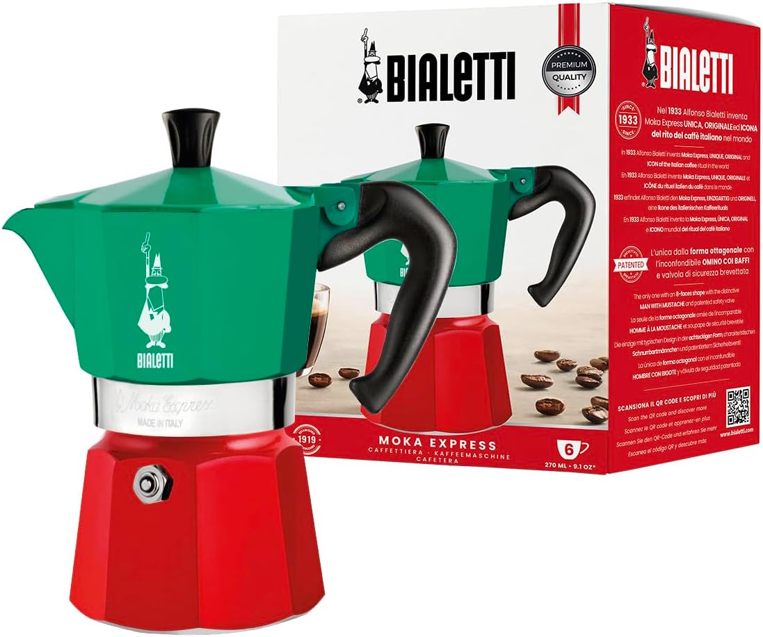 Bialetti 5323 Espresso Maker 5323 Aluminum Green Red White
