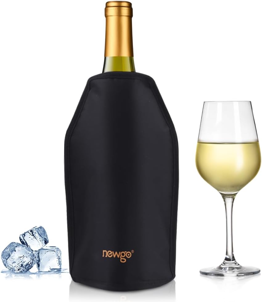 NEWGO Cooling Cuff Wine Active Wine Cooler Bottle Cooler Cuff Champagne Bottle Wine Cooler Case Cuffs for Wine, Champagne, Bottles, Water-Repellent Fabric (Black)