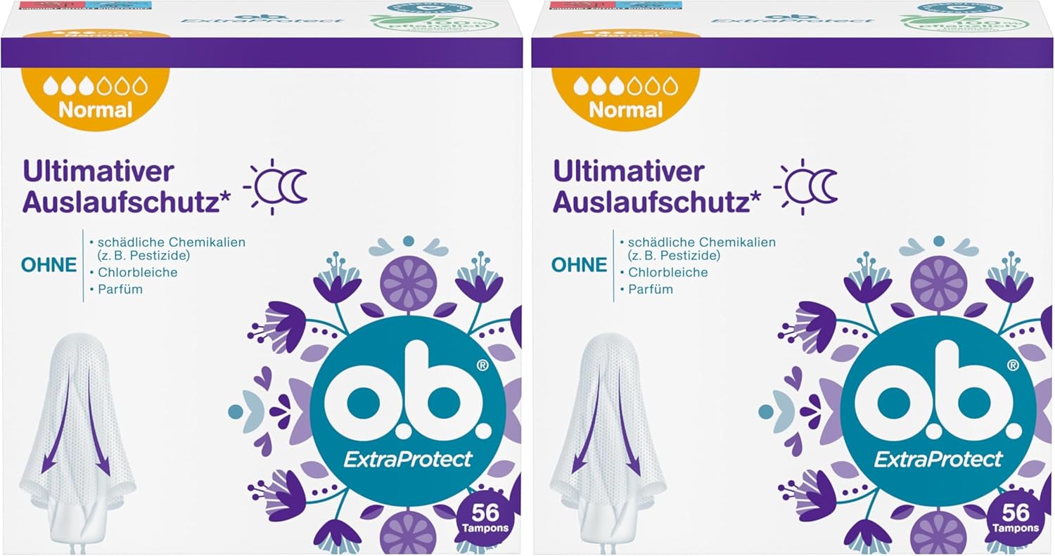 o.b. Store whether. ExtraProtect Tampons Normal 2 x 56 Pieces with Dynamic Fit Technology for up to 100% Leakage Protection During the Period