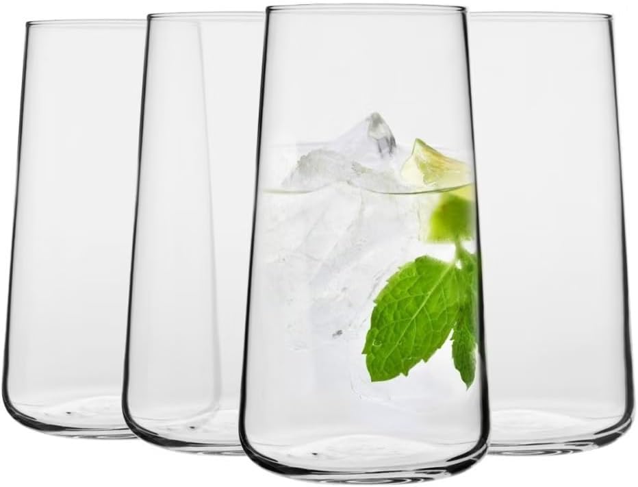 Krosno Store Krosno Glasses for Water, Drinks and Juices | Elegant Design | Lead-Free | Capacity | Infinity Collection | Ideal for Home, Restaurants, Parties | Dishwasher Safe (Pack of 4 - 600 ml)