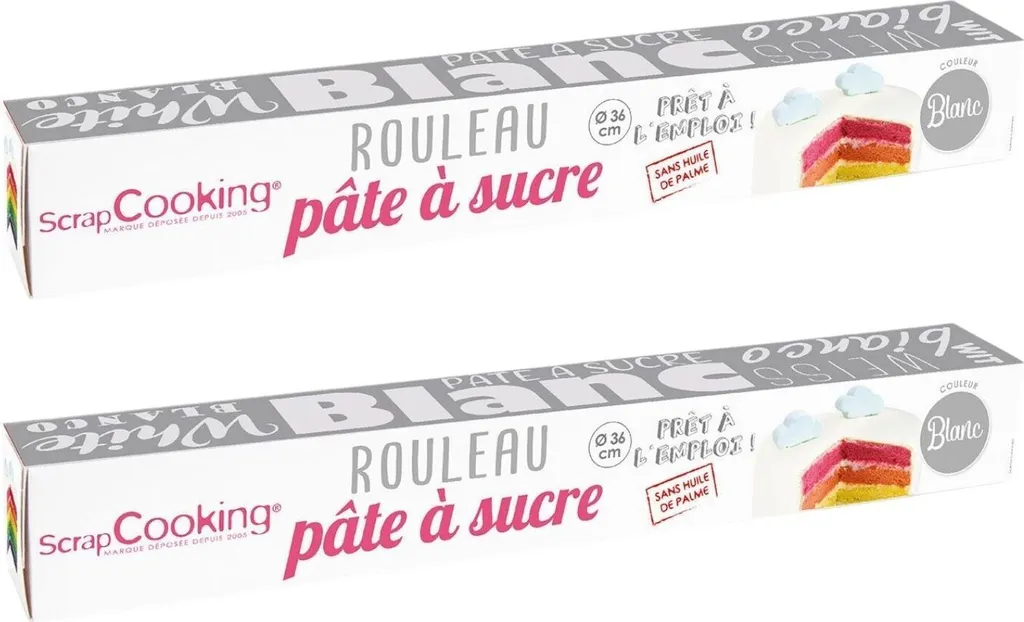 ScrapCooking 2 rolls of white sugar paste Ø 36 cm