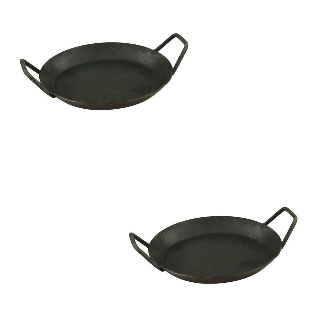 GVKECO Set of 2 wrought iron serving pans with two side handles, ø 20cm
