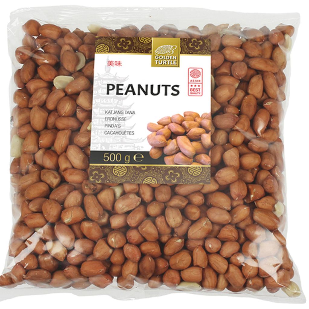 Golden Turtle 2 x 500g raw peanuts with skin, without shell, peanut kernels, no additives, vegan 1 kg