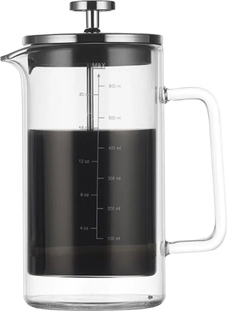 Decdeal 20 oz 600 ml double-walled French coffee maker, heat-resistant coffee pot made of borosilicate glass with high-density stainless steel filter
