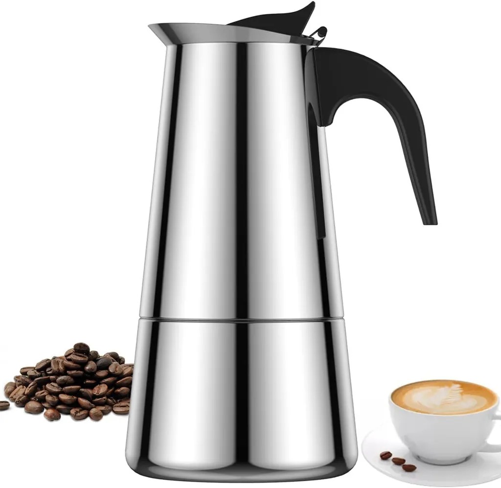 yozhiqu 200 ml stovetop espresso maker, induction coffee pot, Italian coffee maker, portable stainless steel moka pot for stovetop, home, camping