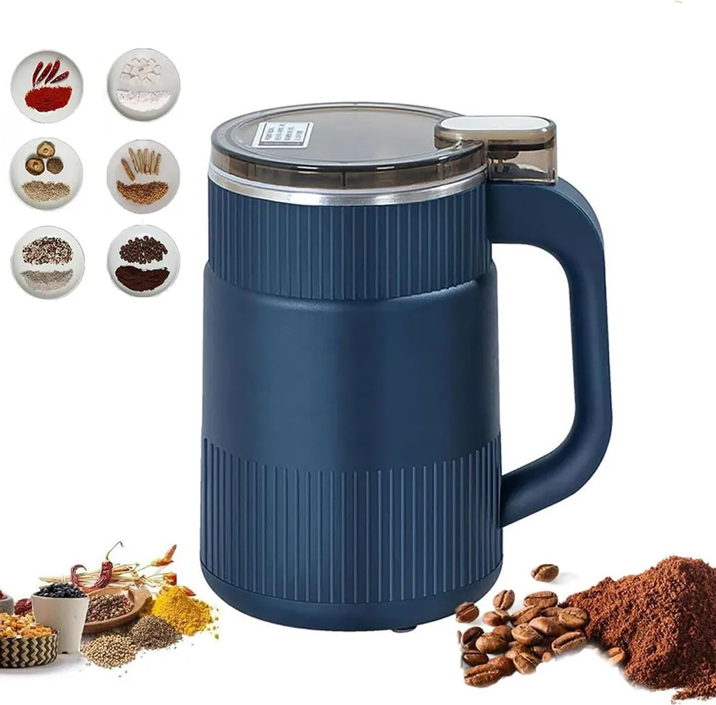 Dopwii 200W Electric Grain Mill, 1L Stainless Steel Coffee Grinder, 28000 RPM, 8 Blades, Fast Grinding, Fine Grinding, Overheating Protection, For Spices and Coffee